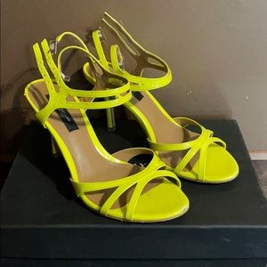 Ann Taylor Neon Yellow Double Strappy Sandals